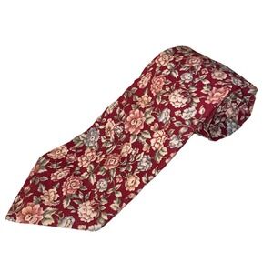 Vintage Broadhurst & Taylor Mens Necktie Red Floral 100% Cotton 58"x3.75"